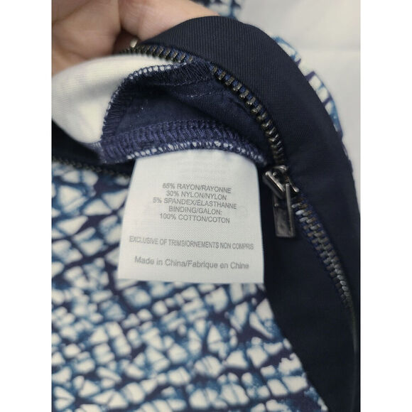 Tory Burch Peninsula Blue Tribal Ponte Zip Front Dress Size XS - Picture 6 of 7